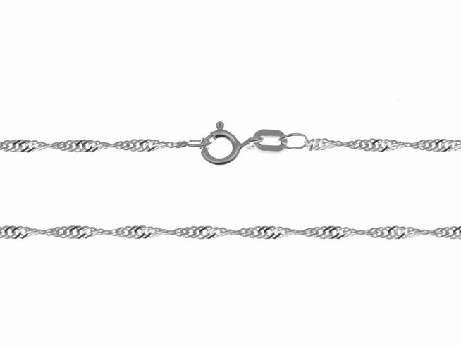 100 cm Sterling Silber rhod. Kordelkette - Singapurkette - 1,8 mm - diamantiert