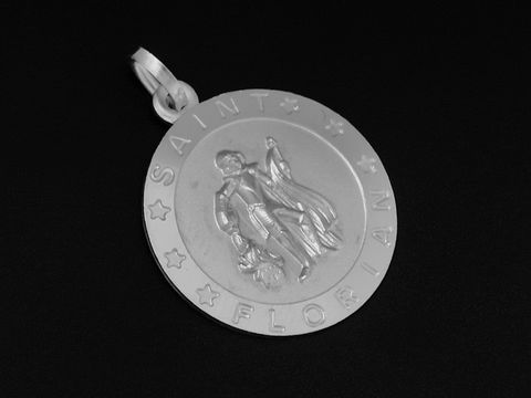 SAINT FLORIAN - Silber Anhänger - 925 Sterling Silber rhodiniert - Rund