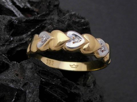 Gold Ring - Herz der Liebe - Gold 333 bicolor - Diamant - Goldring - Gr. 50