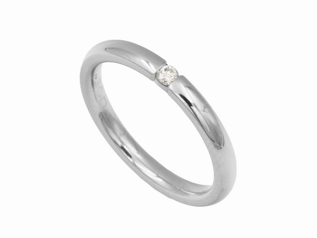 Platin Ring - klassisch - Platin 960 - Diamant 0,05 ct tw-if Lupenrein - Gr. 56