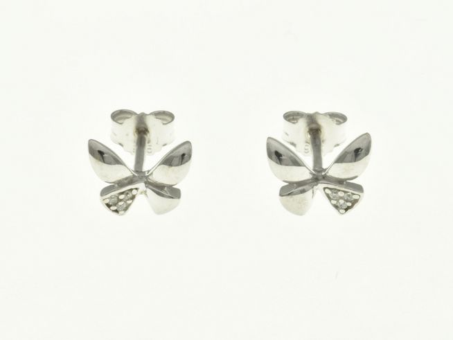 Schmetterling Ohrstecker - Sterling Silber rhodiniert - Zirkonia