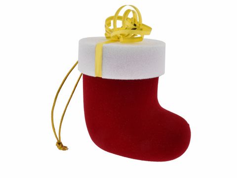 Geschenkschachtel - Weihnachten Stiefel - rot - weiß - 7 cm