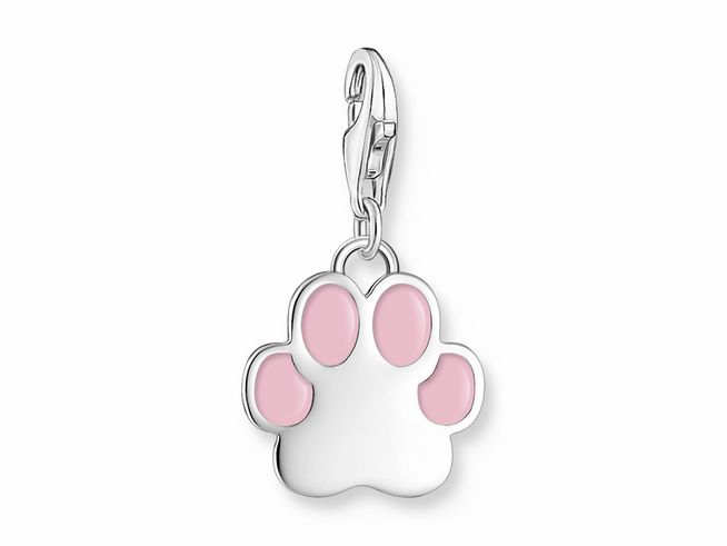 Thomas Sabo 2015-007-9 Charm-Anhänger - Pfoten - Silber & Emaille - Rosa-Pink