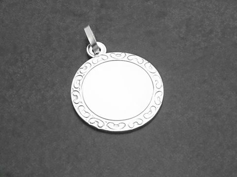 Gravurplatte 23 mm - Sterling Silber Anhänger - Designermuster