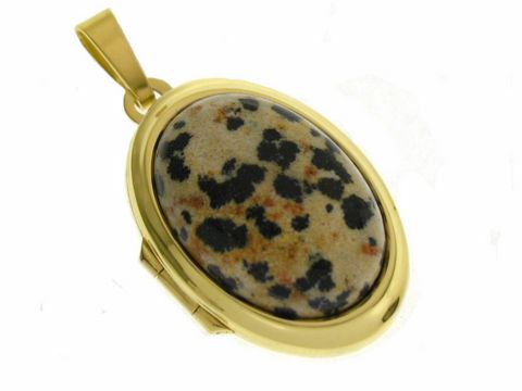 Dalmatiner Jaspis Medaillon Cabochon - Gold 585