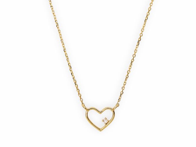 Xenox Gold Kette XG4209G - 42 cm - HEART - Gelbgold Karreekette 375 GOLD