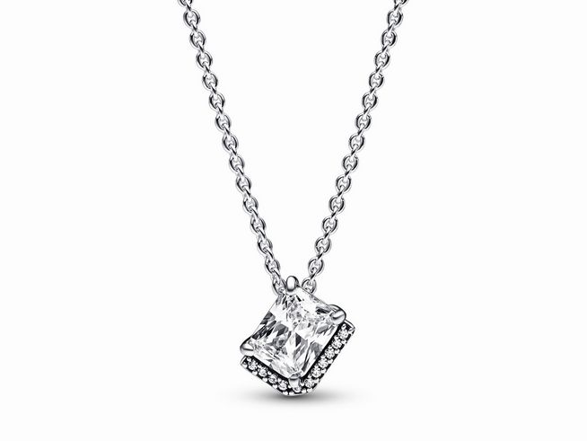 Pandora - Kette mit Anhänger - Rechteckige funkelnde Strahlenkranz Collier-Halskette - 392388C01-45 - Sterling Silber - Zirkonia