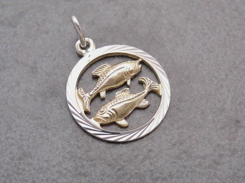 Fische - Silber Sternzeichen + Gold Auflage