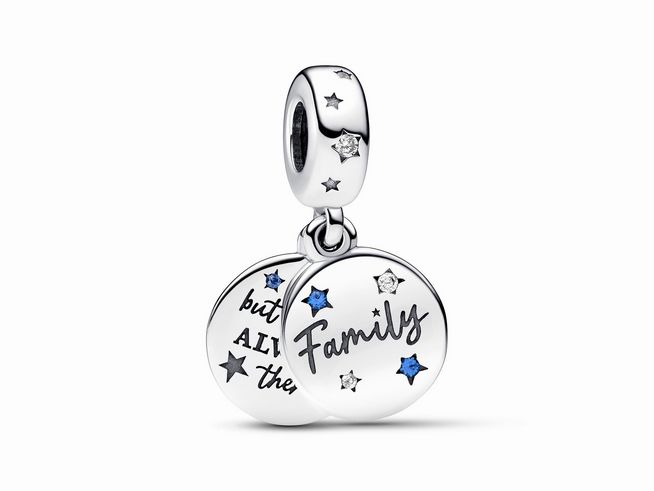 Pandora 792987C01 - Geliebte Familie Doppelter Charm-Anhänger - Sterling Silber - Steinmix Blau