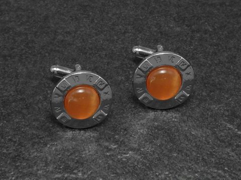 Manschettenknöpfe - ORANGE - DESIGN - 18,3 mm - silberfarben