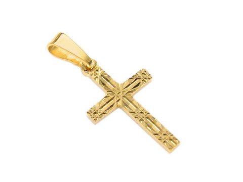 Anhänger mit Doublé Gold Auflage -kl. Kreuz mit Muster-