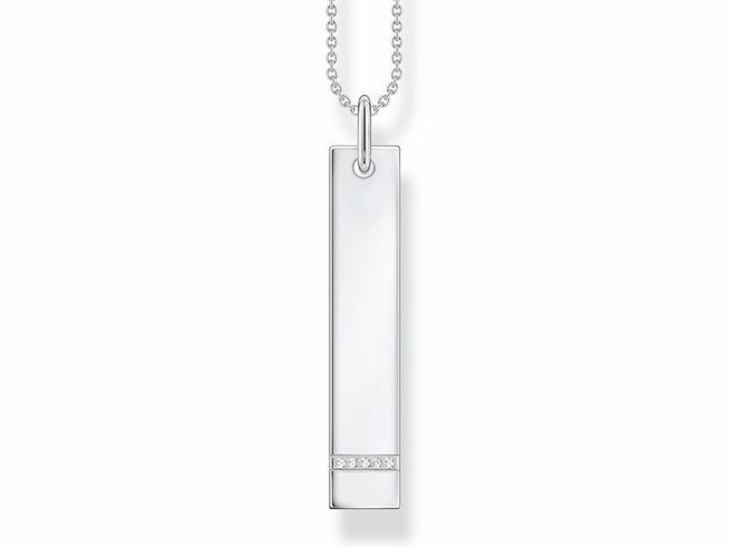 Thomas Sabo Gravur Kette & Column-Tag-Anhänger KE2134-051-14-L50V Silber - Zirkonia - 45-50 cm