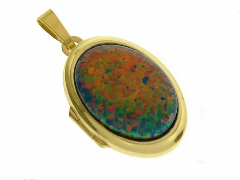 Syn. Opal bunt grob Medaillon Cabochon Gold 333