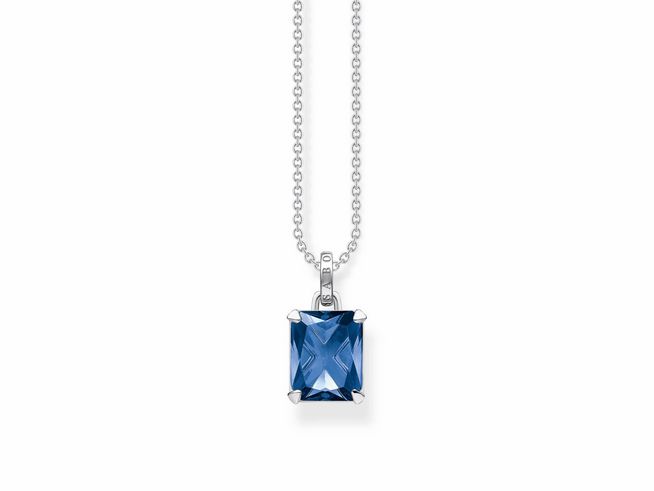 Thomas Sabo KE1964-699-1-L45V Kette - Silber + Glas-Keramik Stein - blau - Oktagon - 40 - 45 cm