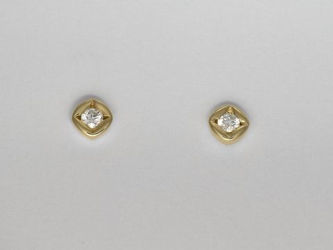 Gold Ohrringe - Krappenfassung - 585 Gold - zart - Brillant 0,10 ct. W/Si - Stecker