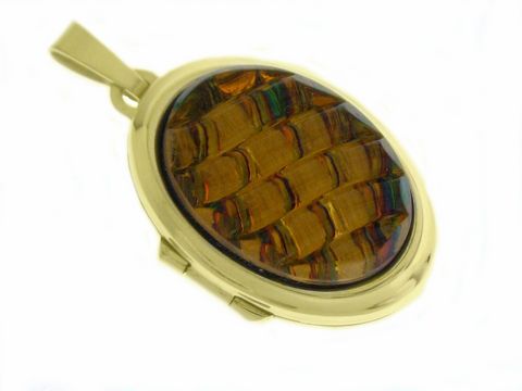 Wellen Medaillon mit Cabochon Gold 585