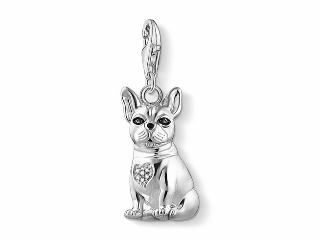 Thomas Sabo 1726-041-21 - Charm Anhänger Hund Bulldogge - Sterling Silber - Kaltemail + Zirkonia