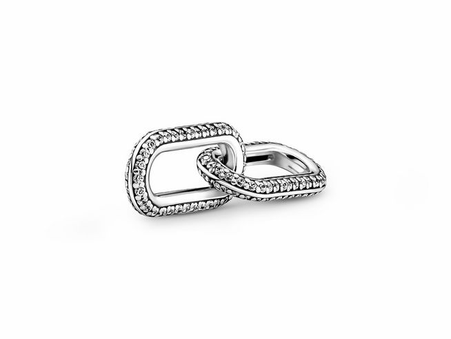 Pandora ME Verlängerung - 799660C02 - Styling Pavé Doppel Link - Sterling Silber - Zirkonia - klar