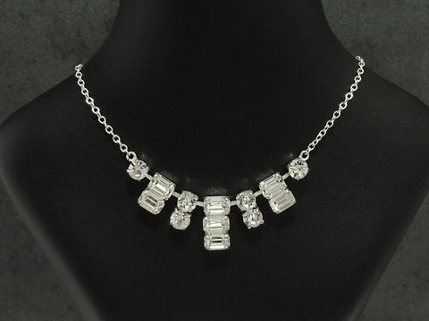 Strass Collier Kette - wunderschön - weiß 38-45 cm - Strasskette