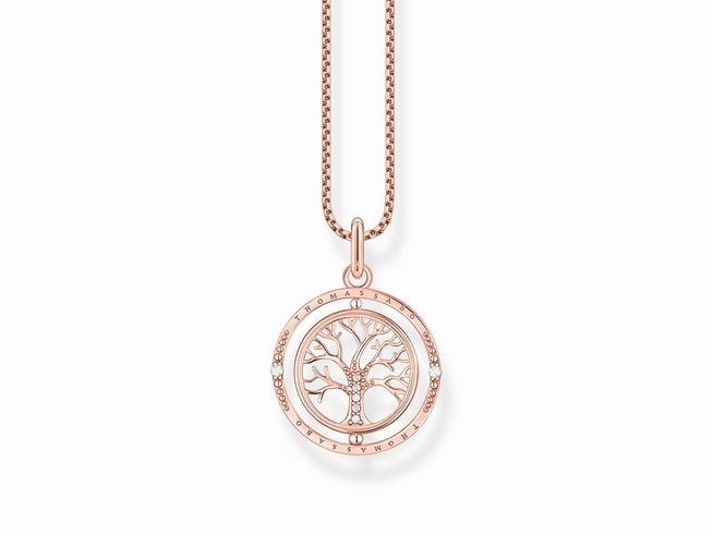 Thomas Sabo Kette KE2148-416-14-L45V Lebensbaum Sterling Silber - vergoldet Roségold - Zirkonia - 45 cm vers.