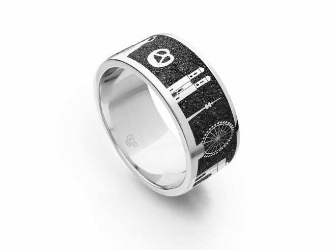 DUR Lavasand Ring Nachtring München - R4778.58 - Sterling Silber - Gr. 58