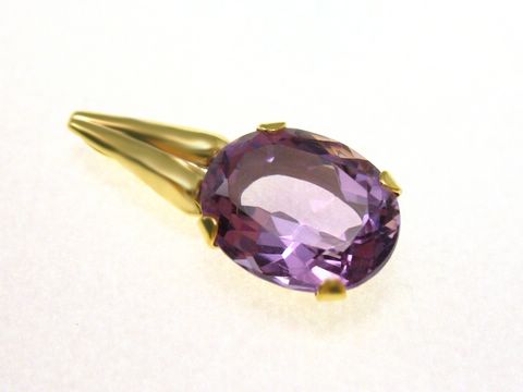 Amethyst - Gold Anhänger - LILA - 21 mm