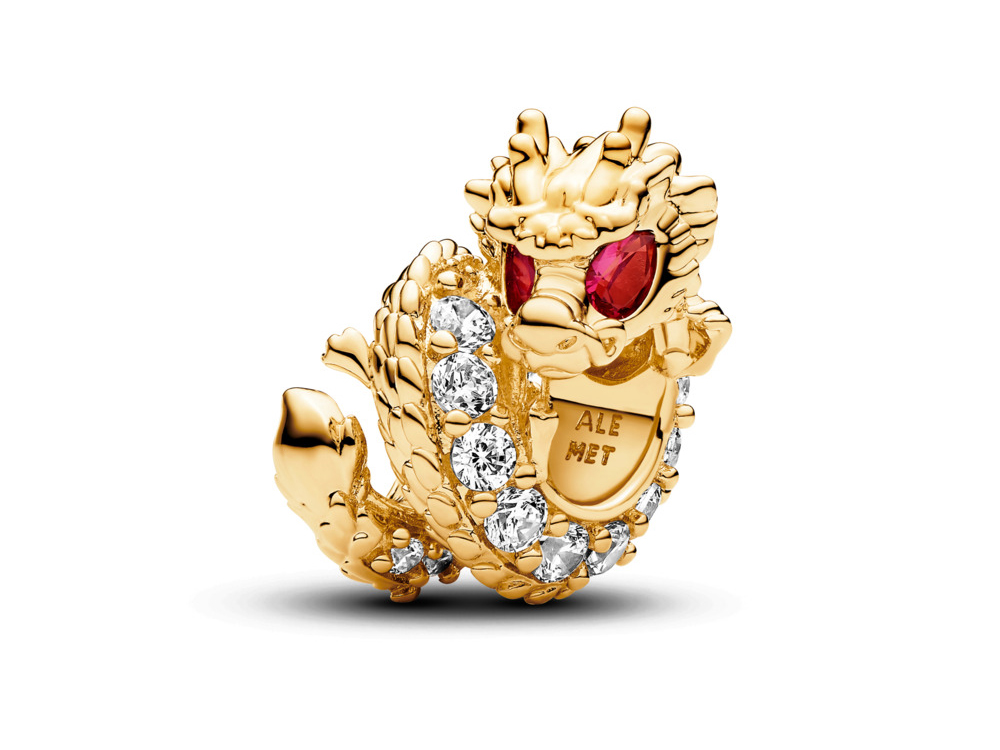 Pandora 763069C01 chinesisches Jahr des Drachen Charm - Gelbgold Vergoldung - Zirkonia