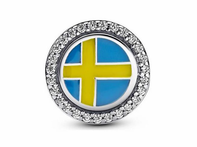 Pandora 792016CZ_E041 - Flagge von Schweden - Emaille & Zirkonia