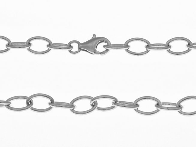 Silberkette - Sterling Silber rhodiniert - Rundankerkette - 6,2 x 1,3 mm - 45 cm