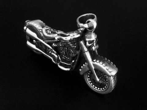 Motorrad - Silber Anhänger - Schopper - Totenkopf