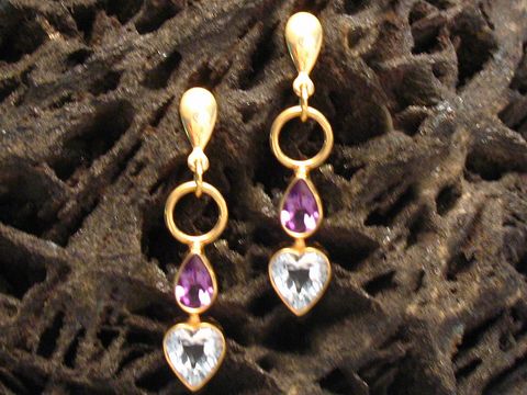 Ohrringe weiblich - Gold Ohrhänger Amethyst & Topas