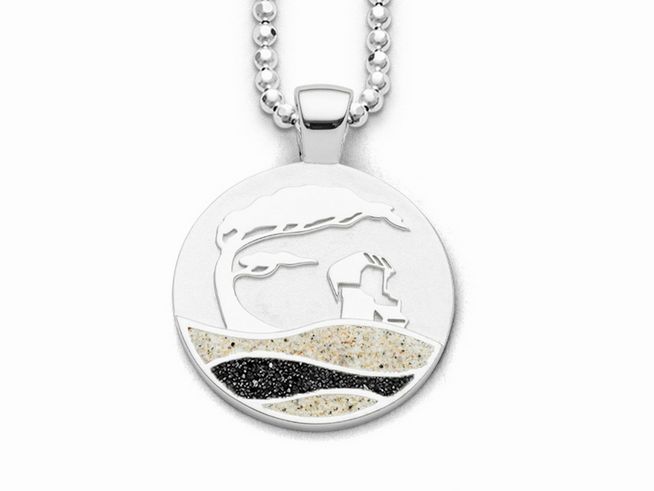 DUR Schmuck P3963 - Sterling Silber Anhänger Strandwellen Strandsand Logo - Strandsand + Lavasand -