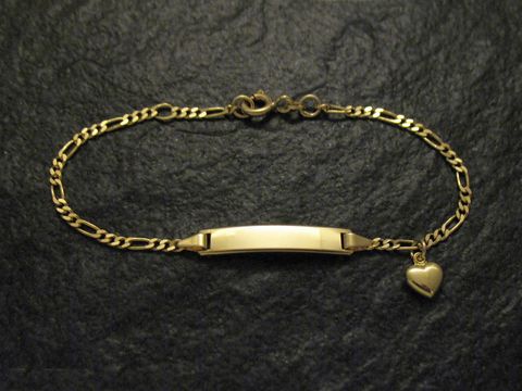 Gold Gravur Armband - Herz poliert - bis 16 cm - Gravurarmband