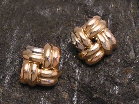 Ohrringe tricolor - Gold Ohrstecker 19 mm