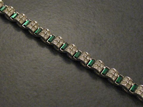 Strass Armband - dunkelgrün - 17,5 cm - silberfarben - charmant