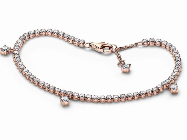 Pandora Armband - funkelnde Tropfen Tennisarmband - 582401C01-18 - Roségold Verg. - Zirkonia - Klar - 18 cm