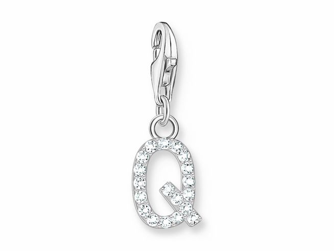 Thomas Sabo 1954-051-14 Charm-Anhänger - funkelnder Buchstabe Q - Silber & Zirkonia - Weiß