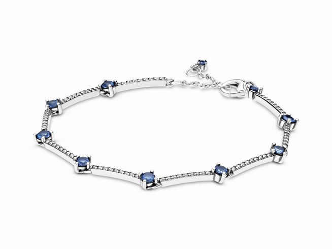 Pandora Timeless - Armband - Funkelndes Pavé Bars Armband - Silber - 599217C01-18 - 18 cm - blaue Zirkonia