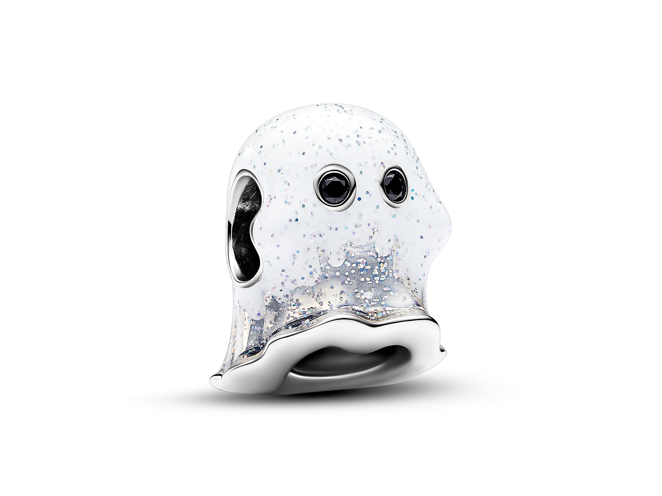 Pandora 793404C01  leuchtet in der Dunkleheit - Boo Ghost Charm - Sterling Silber - Kristall - Emaille