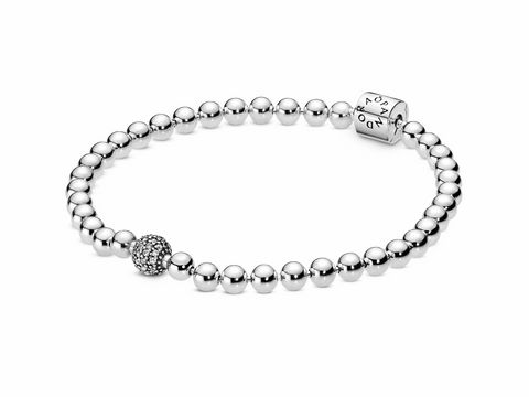 Pandora 598342CZ-21 - Beaded - Sterling Silber Armband mit Perlen + Zirkonia - 21 cm