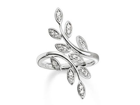 Thomas Sabo TR2017-051-14-48 BLÄTTER Ring - Sterling Silber - Zirkonia - weiß - Gr. 48