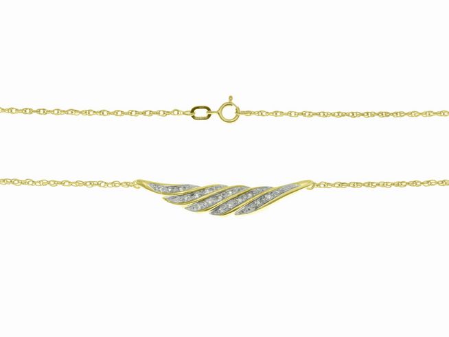 Collierkette mit Mittelteil 333 - Gelbgold & Weißgold - Diamant - 41 cm