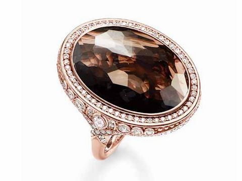 Thomas Sabo TR2023-441-2-56 Ring - Sterling Silber - verg. Roségold - Rauchquarz - Zirkonia - braun - Gr. 56