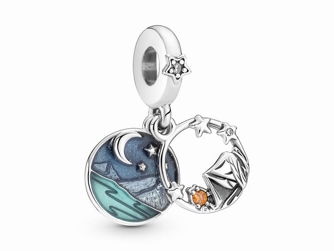 Pandora 791686C01 - Camping Nachthimmel Doppelter Charm-Anhänger - Sterling Silber & Emaille Zirkonia Multicolor