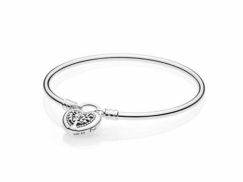 PANDORA - 597101-19 - Moments Silver Bangle, Flourishing Hearts - Armreif - 19 cm