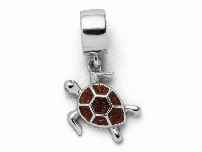 DUR Schmuck F289 - Sterling Silber Charm Schildkröte Bernstein - Bernstein -