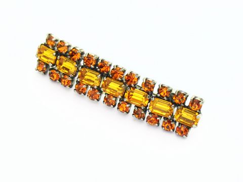 Strass Brosche -Eckig- Orange & Gefasst. -NEU-