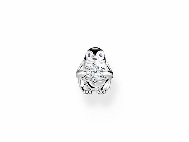 Thomas Sabo H2258-041-7 - Ohrstecker Einzelstück - kein Paar - Sterling Silber - Kaltemail + Zirkonia - Pinguin