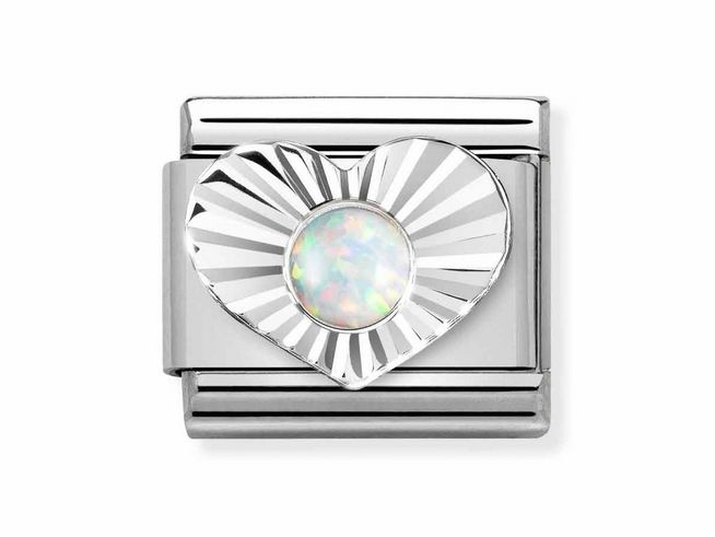 Nomination 330508 07 Classic - OPAL WEIß - Herz diamantiert Silber