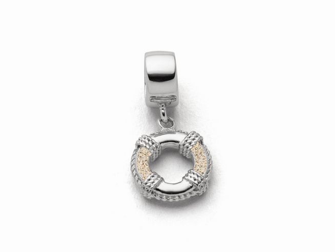 DUR Schmuck F262 - Sterling Silber Charm Rettungsring Strandsand - Strandsand -